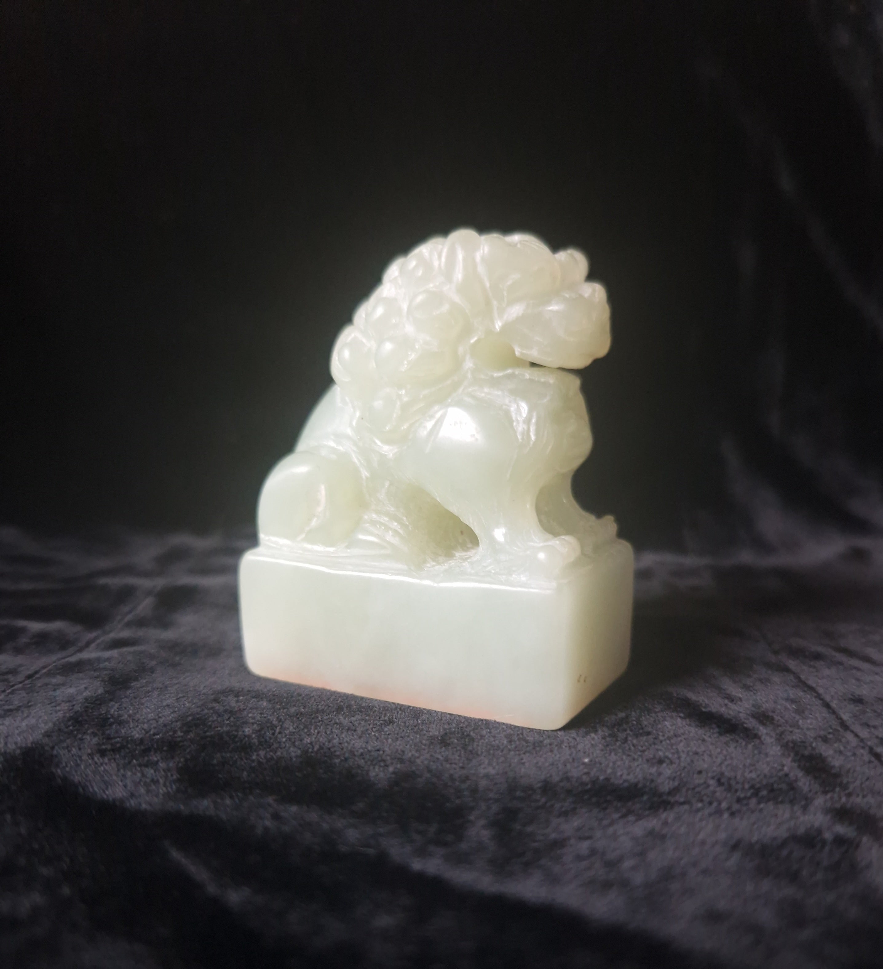 Antique Chinese Carved Jade Foo Dog Lion Chop Stamp 6cm