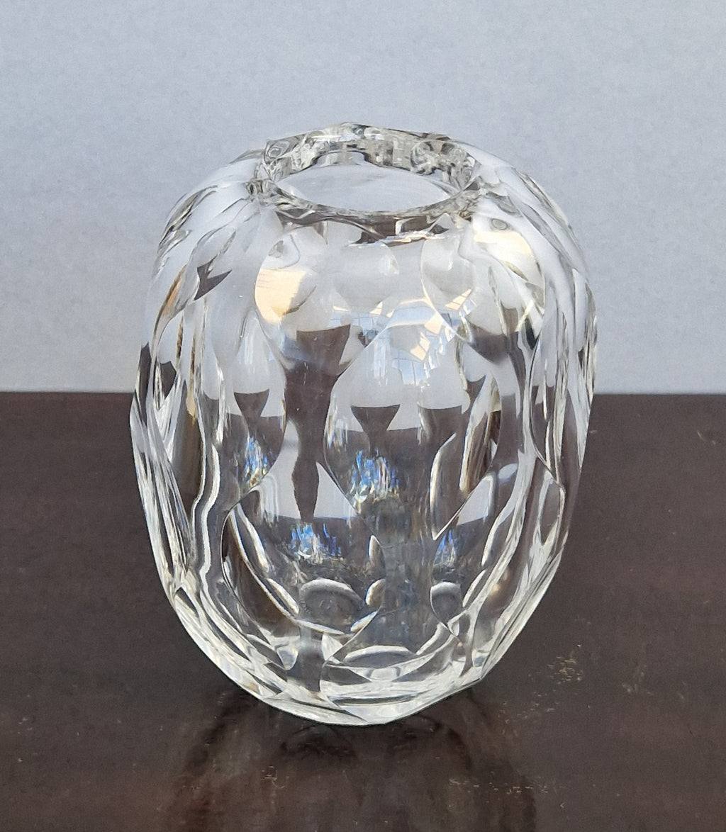 Antique 1930s Orrefors Sweden Sven Palmqvist Optic Cut Crystal Vase 1730/7 Art Deco