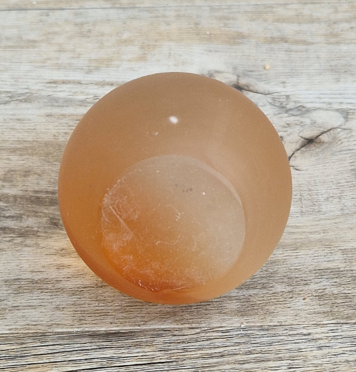 Vintage 10.5cm Frosted Peach Art Glass Pear Paperweight Mid Century Modern Satin Fruit Decor