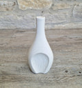 Fulham Pottery White Vase Satin Glaze Textured Cut Away Design Stem Vase Vintage