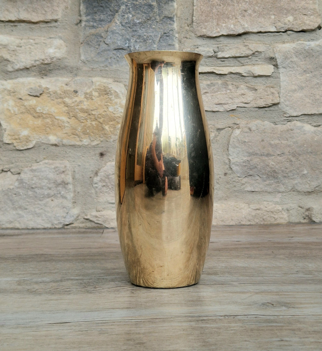 Art Deco Heavy Brass Baluster Vase Weighted Base Antique Brass Decor