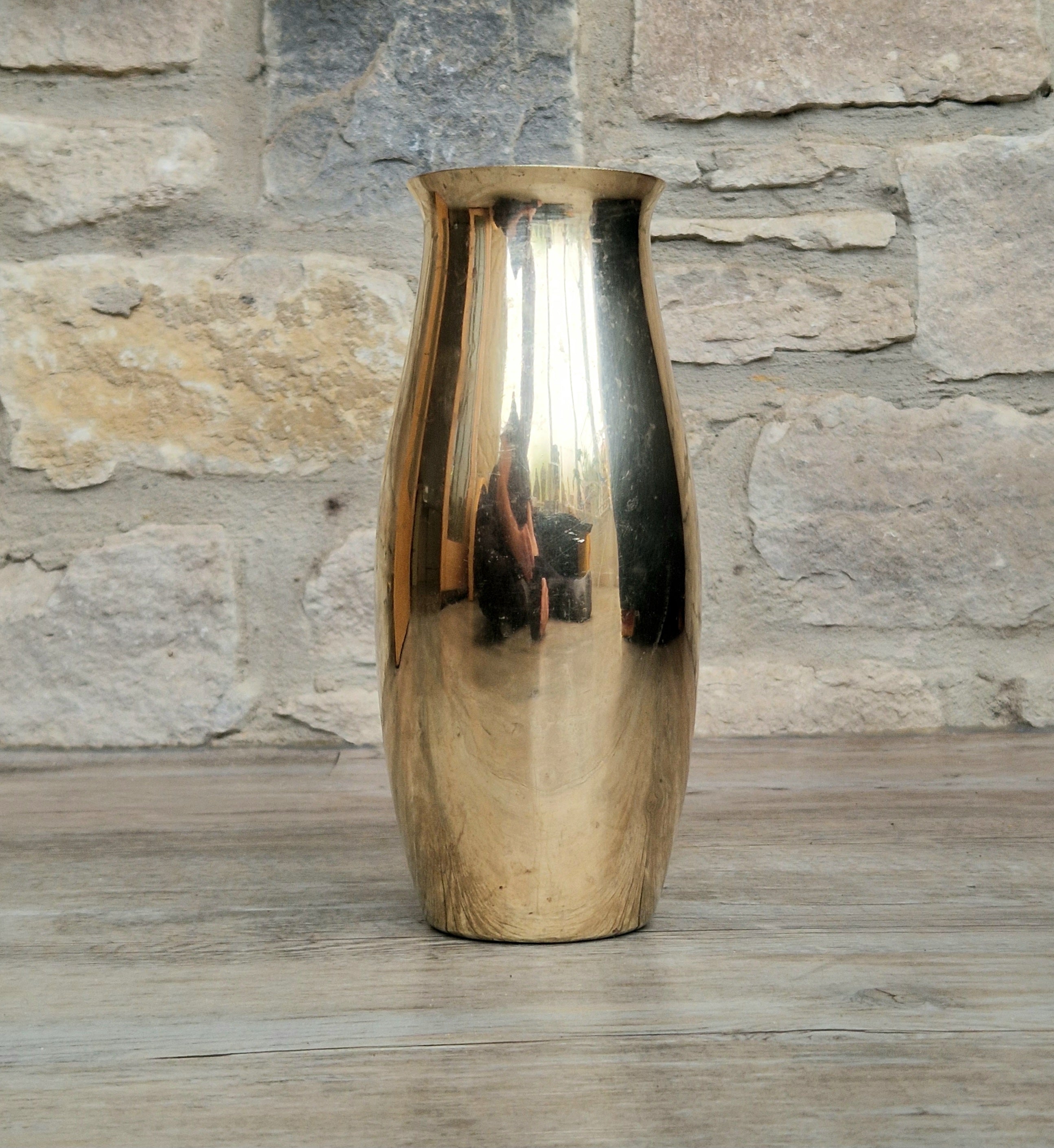 Art Deco Heavy Brass Baluster Vase Weighted Base Antique Brass Decor