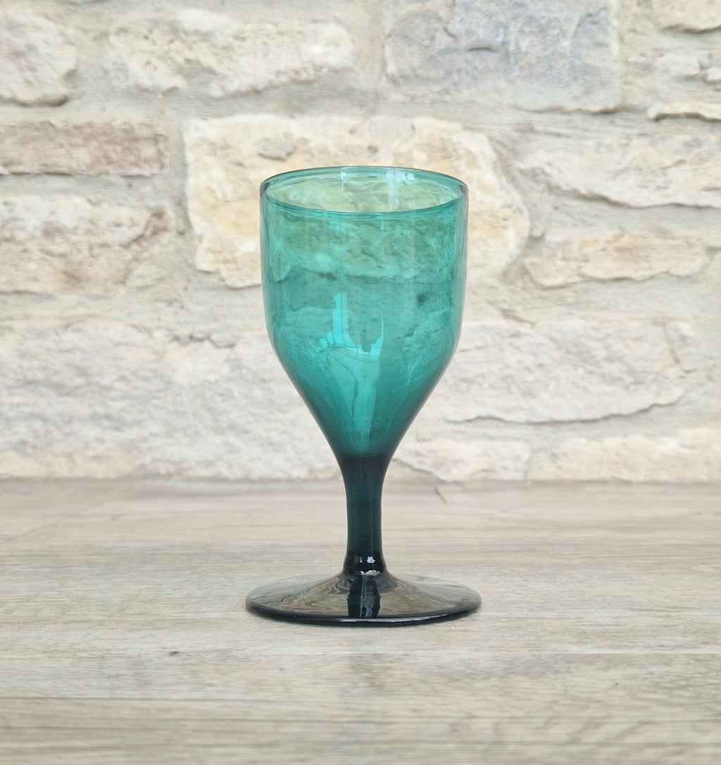 Fine Antique Georgian Tulip Bowl Green Wine Glass Snap Pontil c.1830