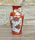 Small Antique Meiji Red Ground Gold Floral Hand-Painted Kutani Vase