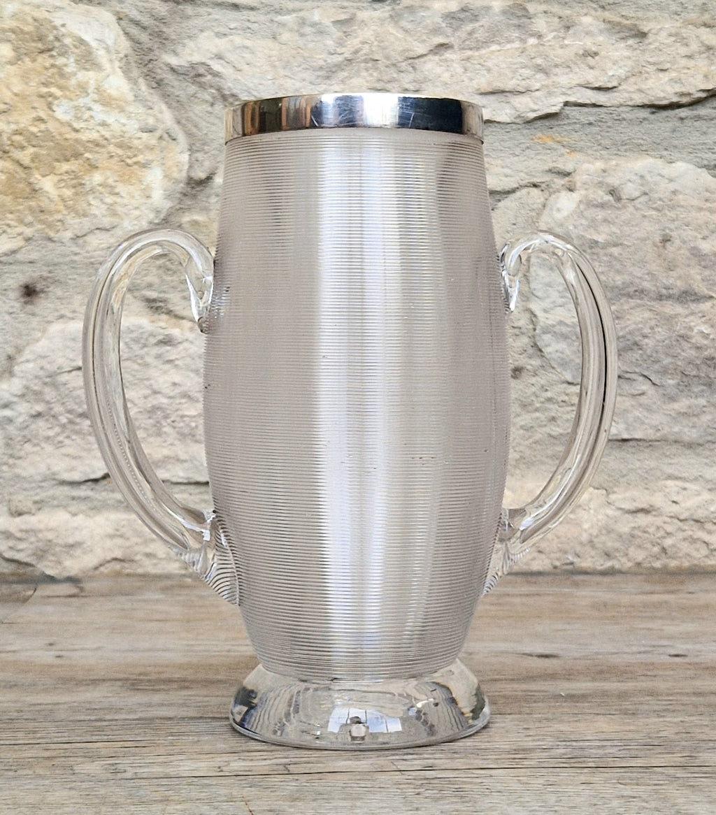 Antique Victorian Stevens & Williams Threaded Glass Twin Handled Vessel c.1900