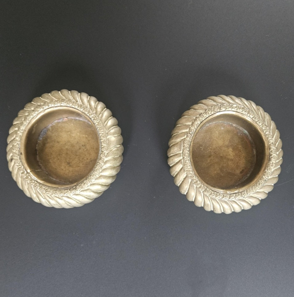 Vintage Pair Brass Tribal Bangle Bowls Vide Poche Small Mcm Brass Coffee Table Bowls