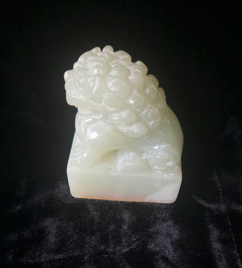 Antique Chinese Carved Jade Foo Dog Lion Chop Stamp 6cm