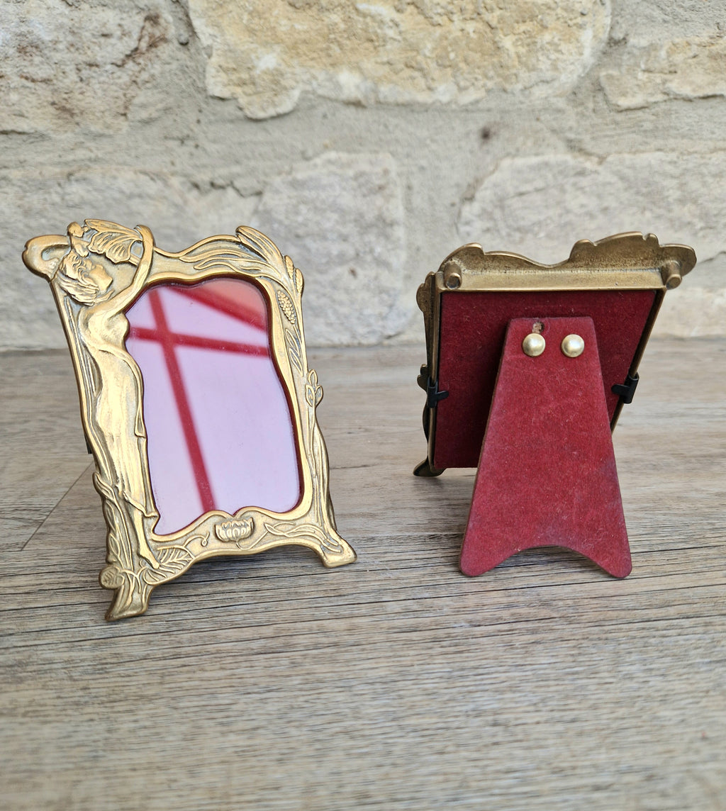 Pair of Art Deco Small Solid Brass Photo Frames