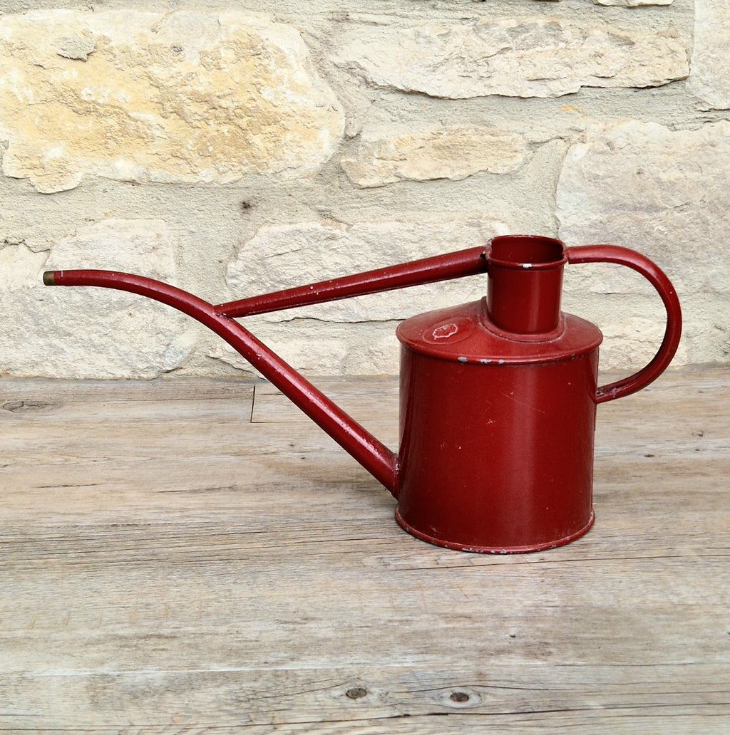Vintage Haws Fazeley Flow Red Metal Indoor Watering Can Classic British Long Reach Plant Spout