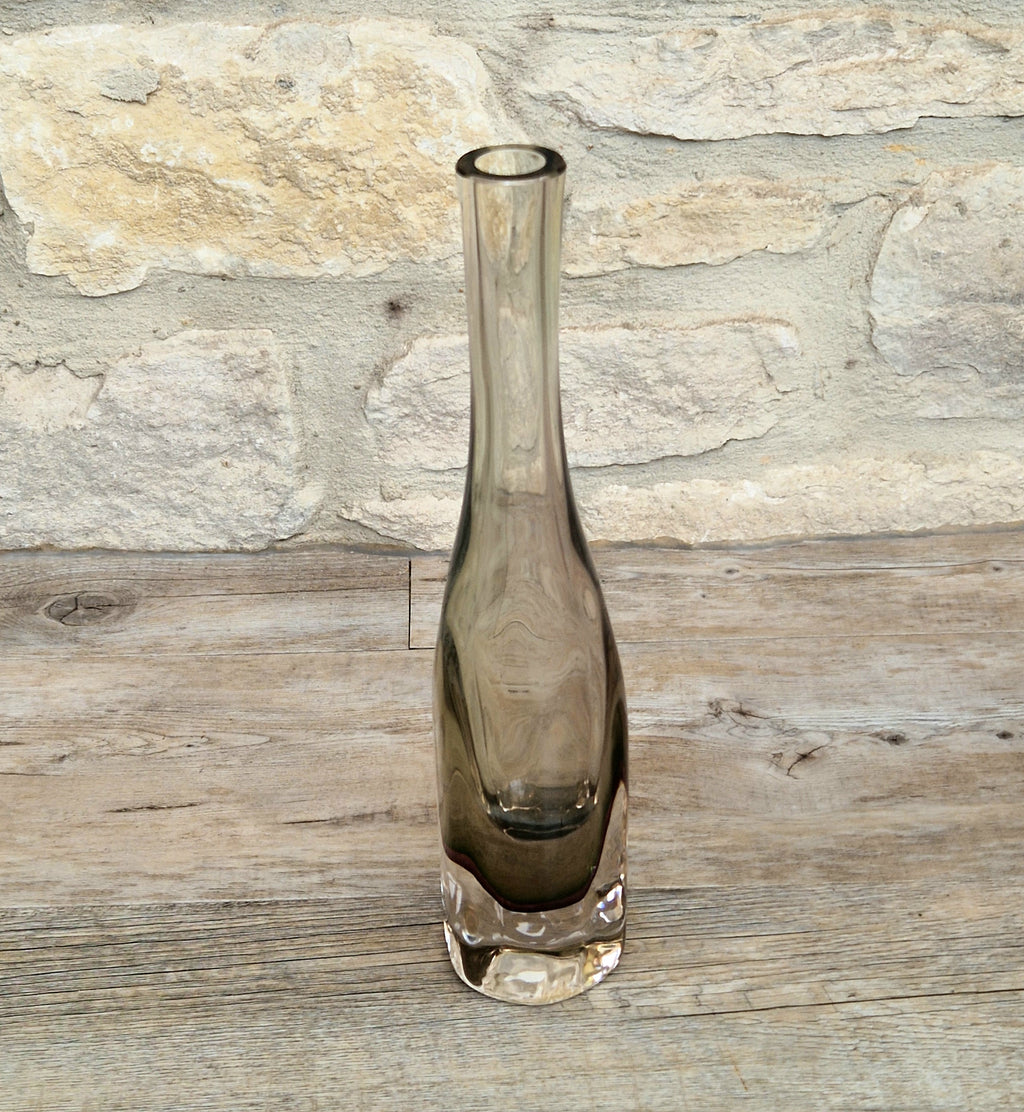 Rare Mid Century Heavy Hand Blown Triple Sommerso Art Glass Bottle Vase 31cm