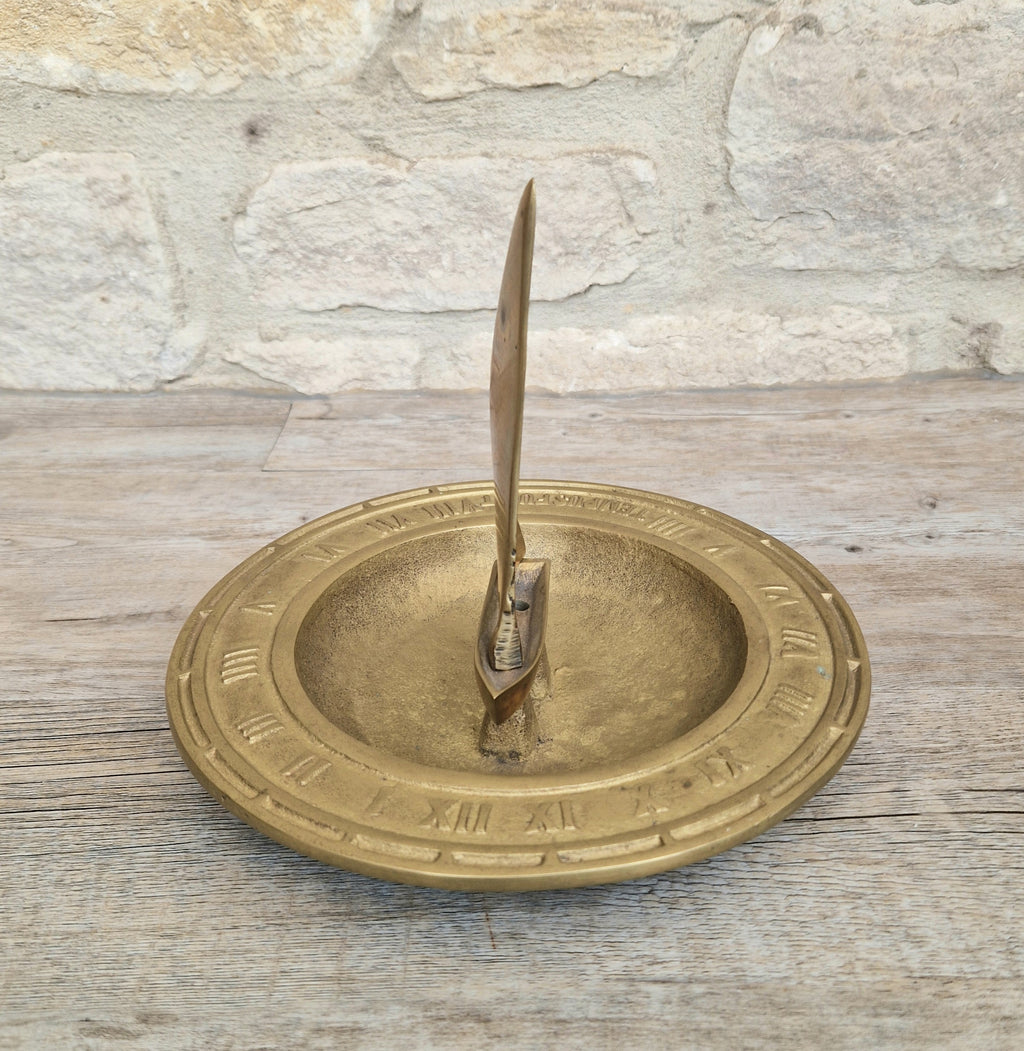 Bronze & Brass Sailing Boat Birdbath Sundial Vintage Garden Ornament