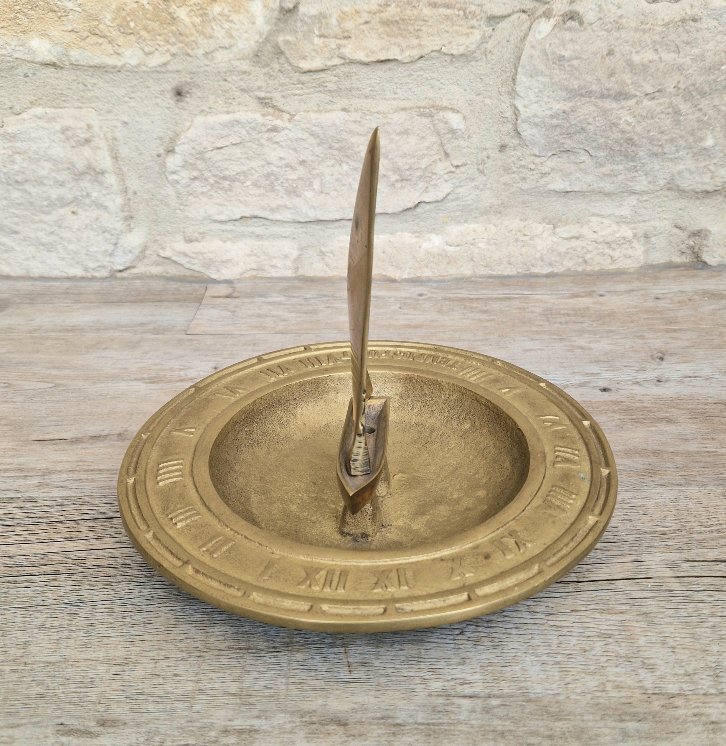 Bronze & Brass Sailing Boat Birdbath Sundial Vintage Garden Ornament
