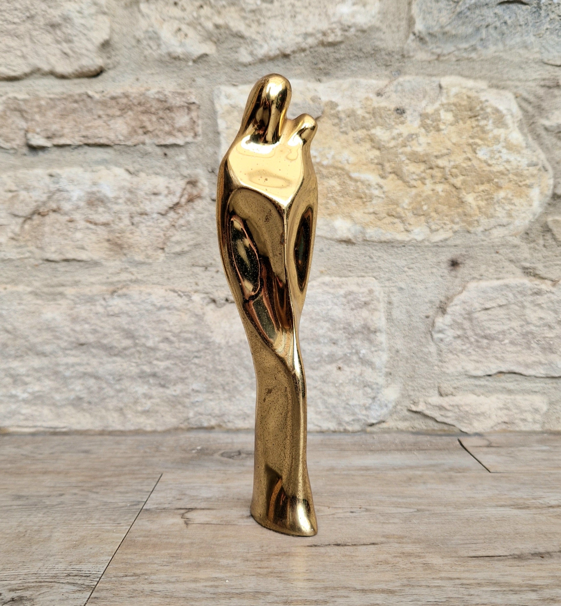 Solid Bronze 'Mother & Child' Figure Biomorphic Abstract 1970s Organic Sculpture Vintage 1.2kg