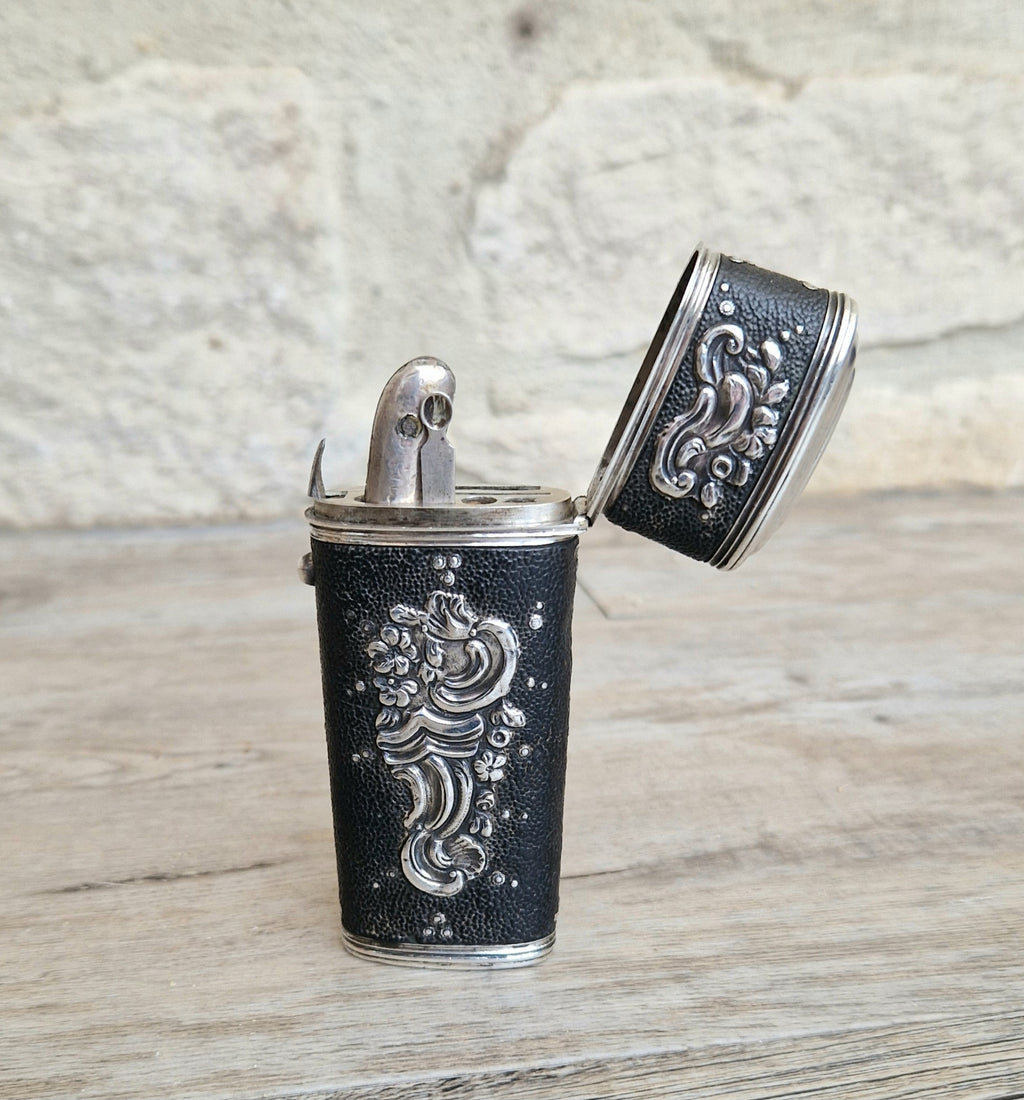 18th Century Etui French Black Shagreen & Silver Necessaire Case Rare Early Example