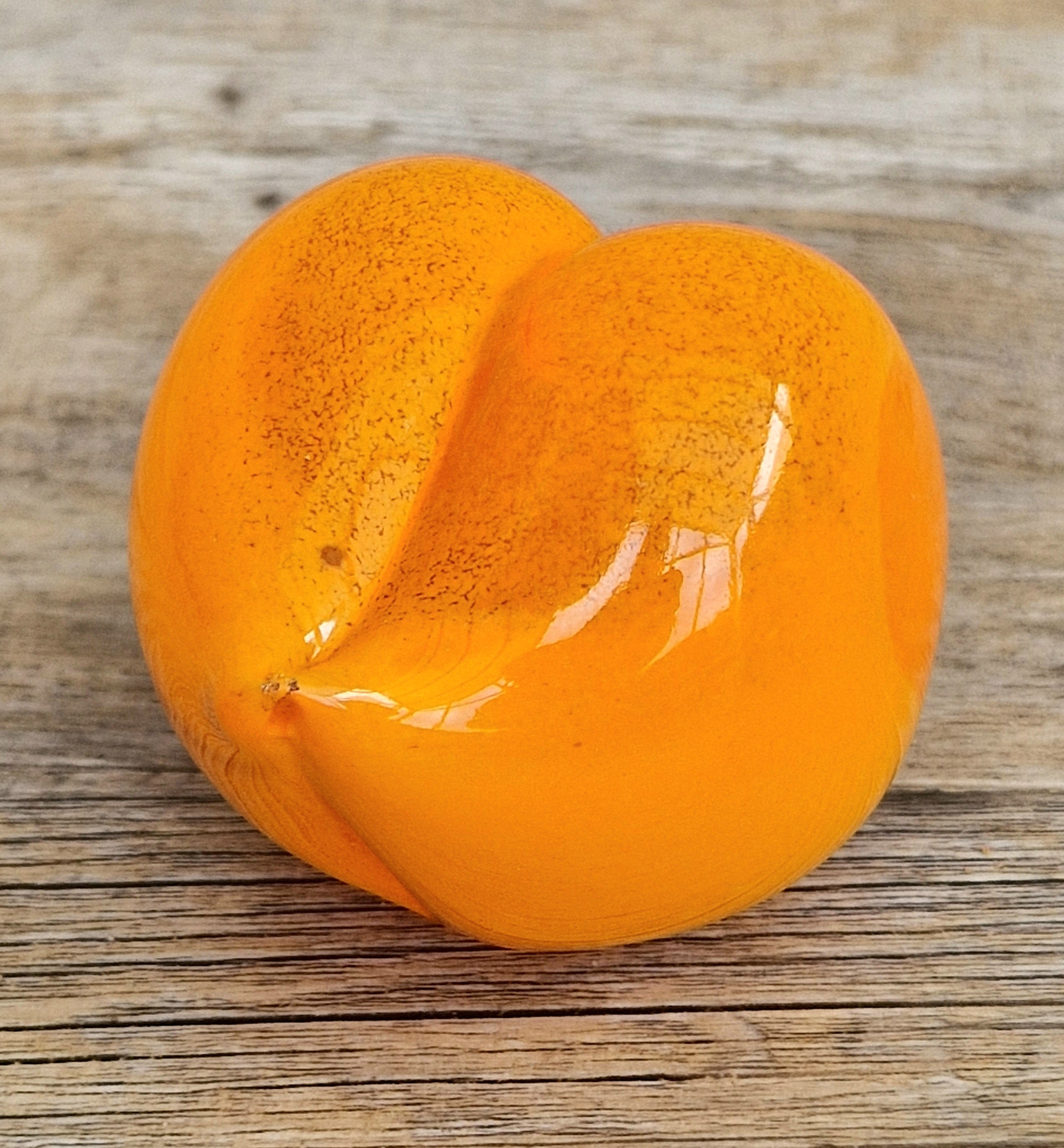 Oiva Toikka Iittala Nuutajärvi Glass Peach Paperweight Frutta Orange Fruit Figurine Finland 2000