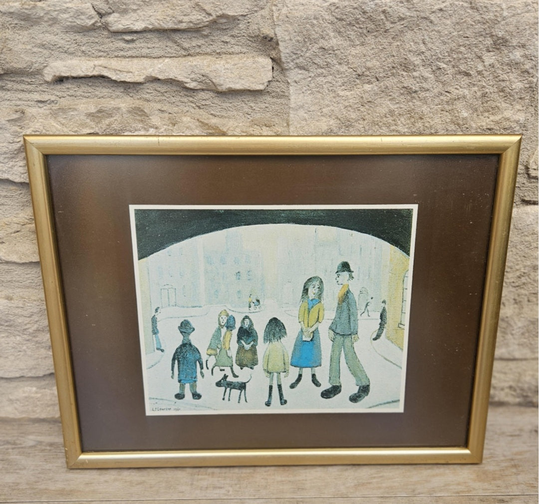 Lowry Under the Arch (1961) Framed Print Vintage 1970s Industrial England Art Collectible 32cm X 15cm
