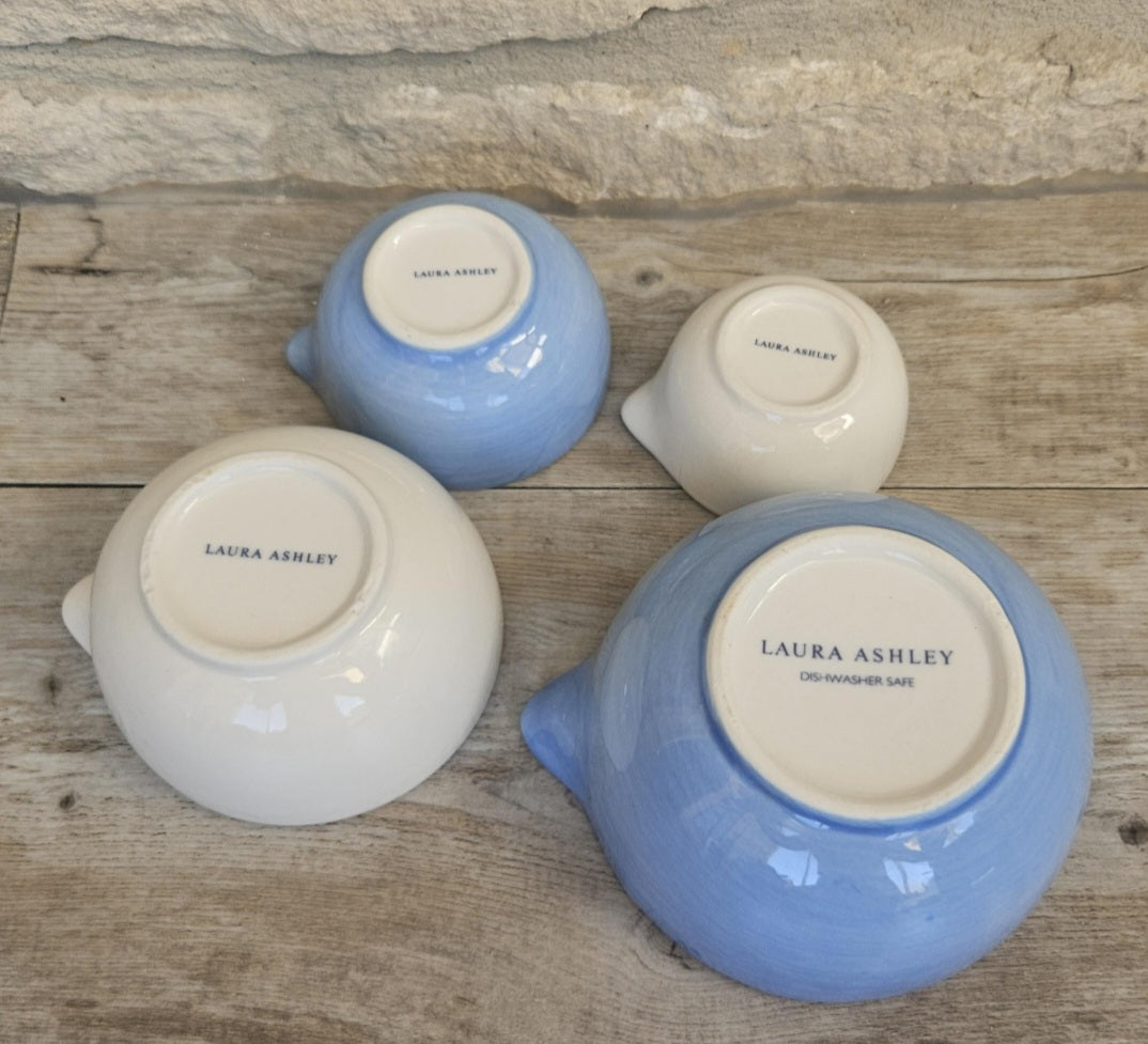 Laura Ashley Ceramics Measuring Cups Petite Fleur Blue White Floral Nesting Set x4 Kitchen