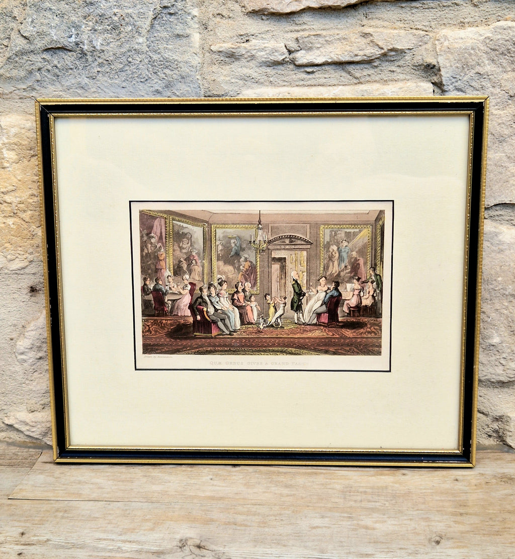 Thomas Rowlandson Lithograph Print 'Quae Genus, Gives A Grand Party' Framed Wall Art
