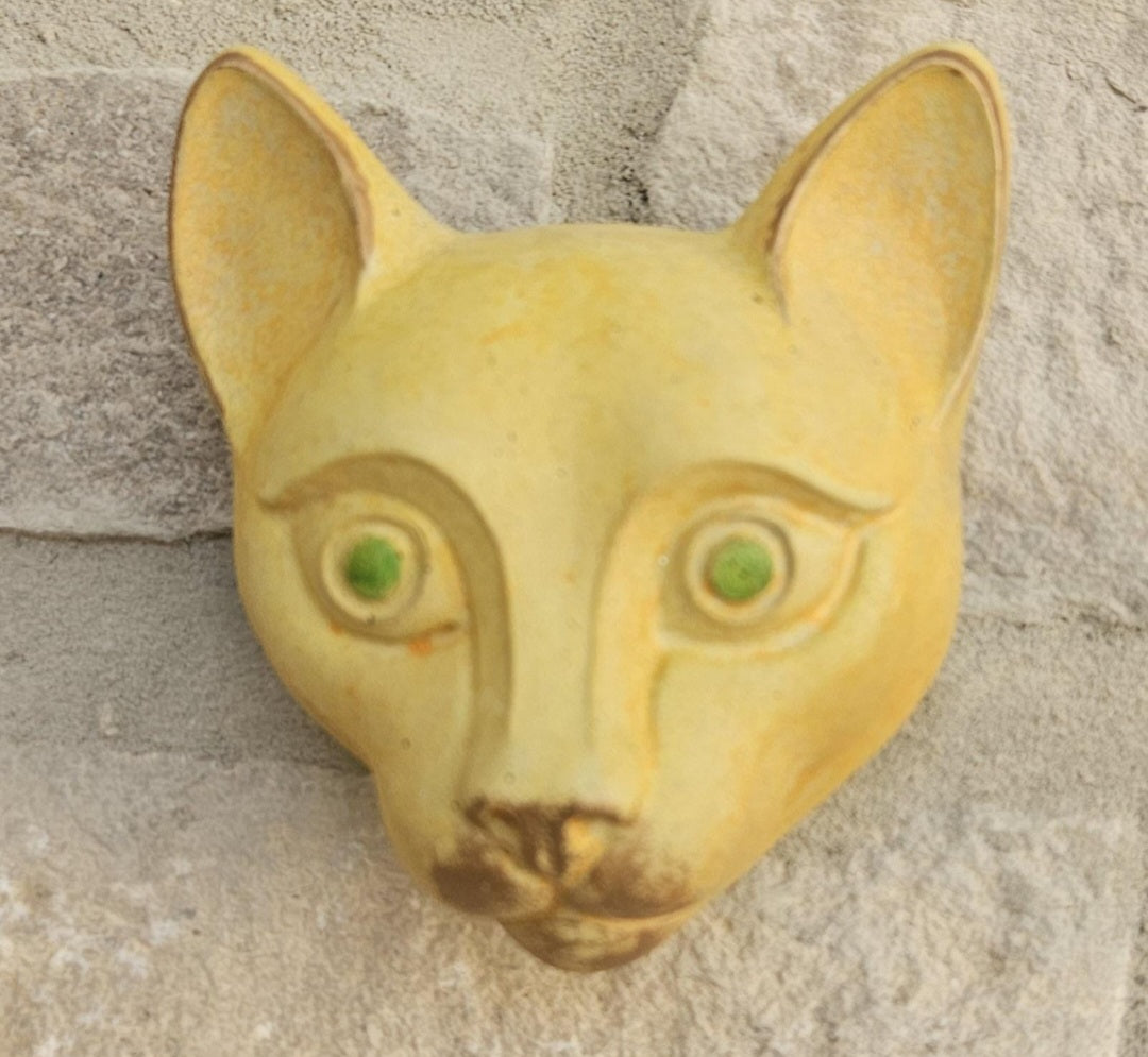 Vintage Cat Wall Sculpture Reconstituted Stone Rustic Indoor Decor Whimsical Feline Art