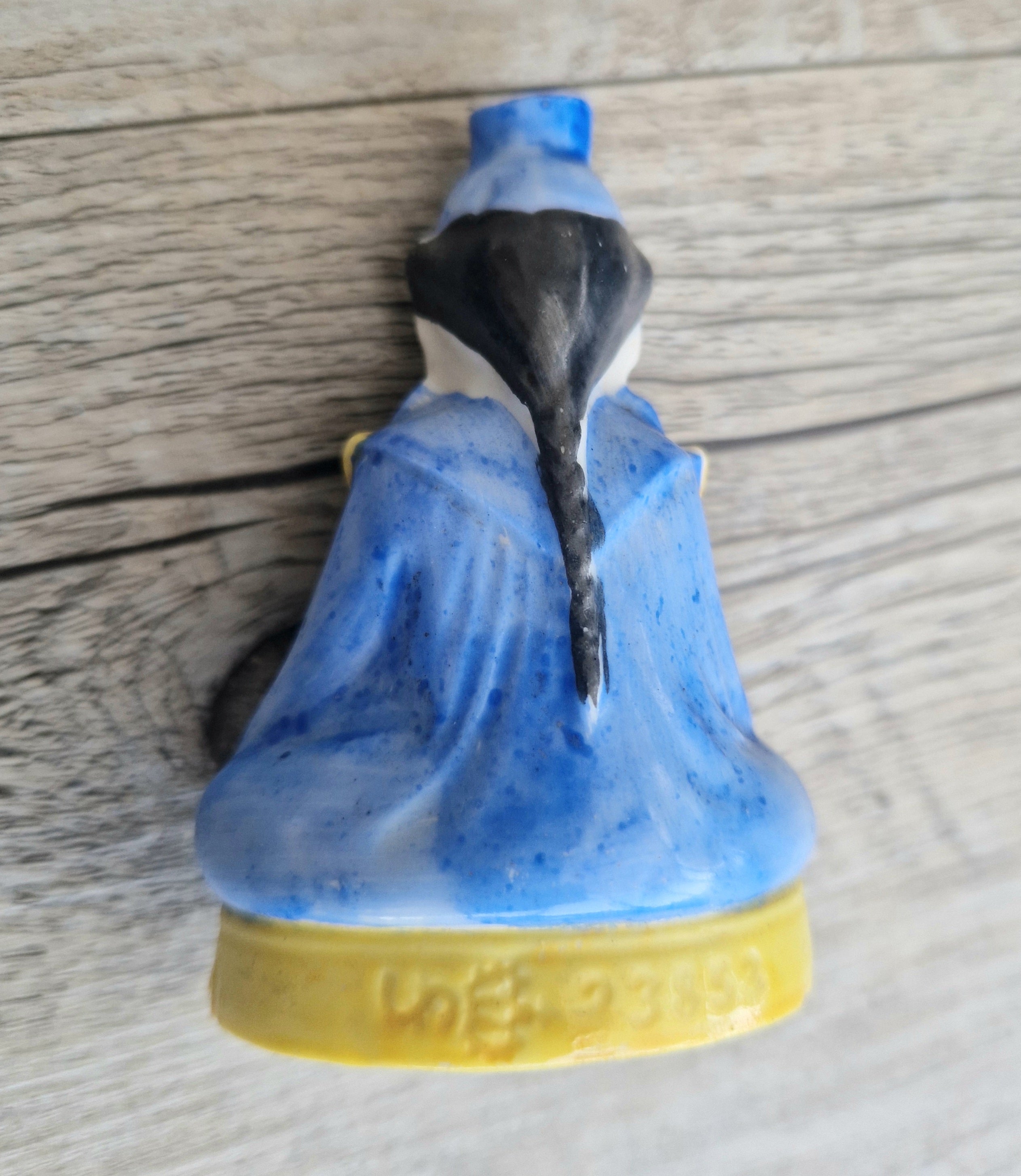 Antique Sitzendorf Ceramic Seated Figure Perfume Bottle - Missing Crown Top