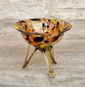 Vintage Italian Style Art Glass Bowl Confetti Glass Three Legged Tripod Bowl