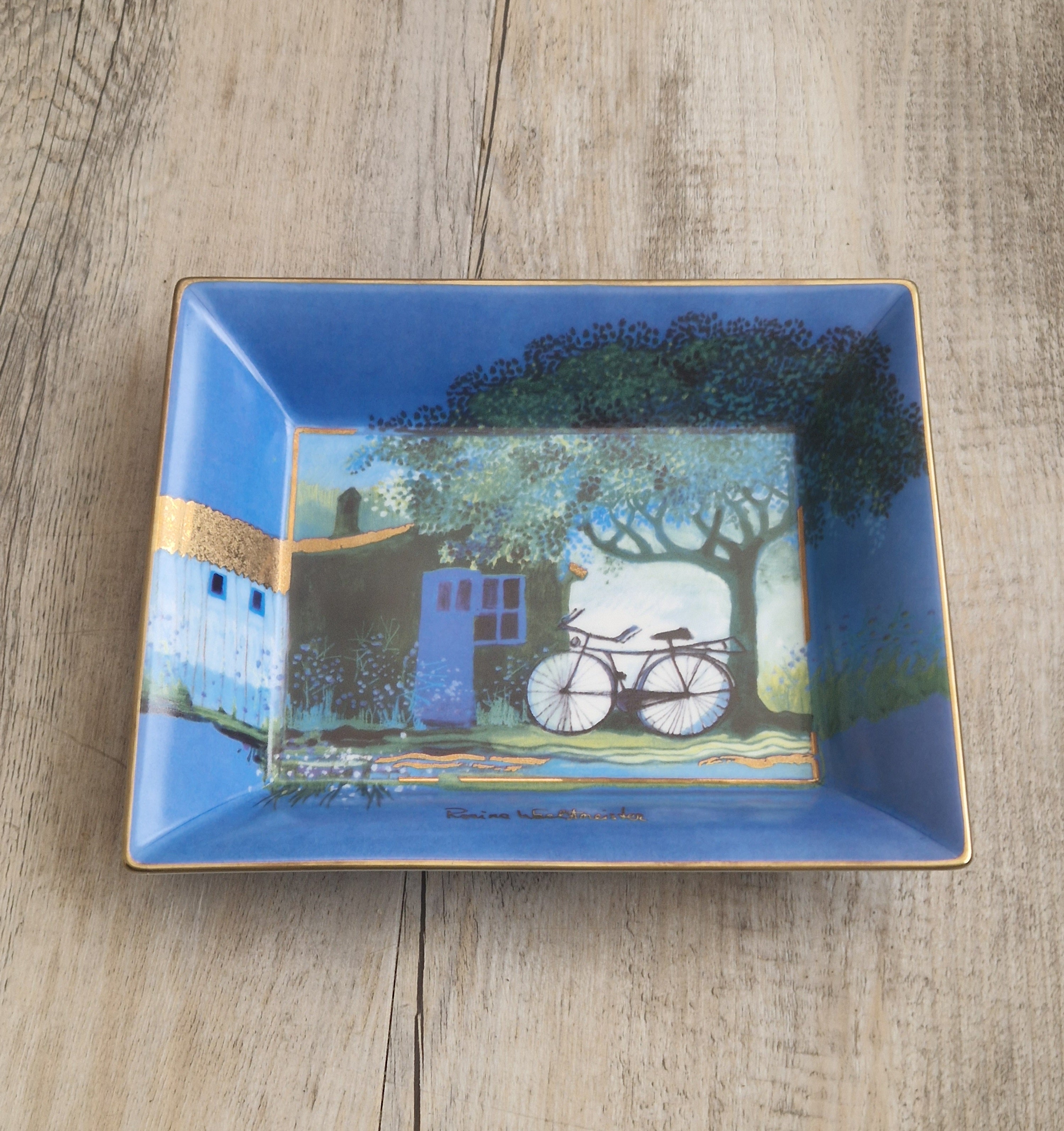 Vintage Goebel Rosina Wachtmeister Ceramic Art Tray 'Unter Der Linde'