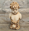 Antique NeoClassical Continental Patinated Bisque Porcelain Putti Boy Bust Figure Ornament
