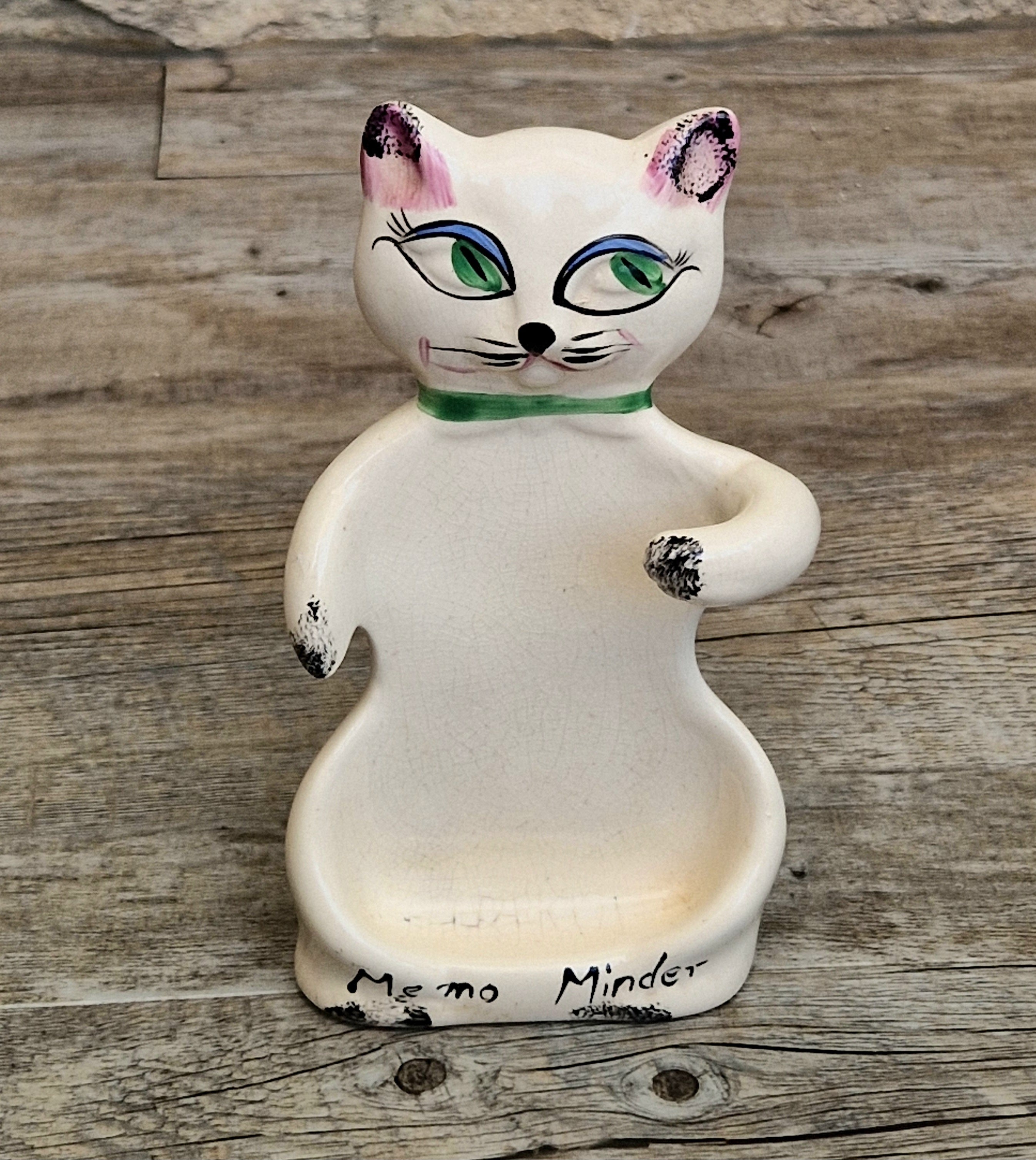 Cat Memo Minder Notepad Holder Midcentury Ceramic Stylised Cat Howard Holt Style