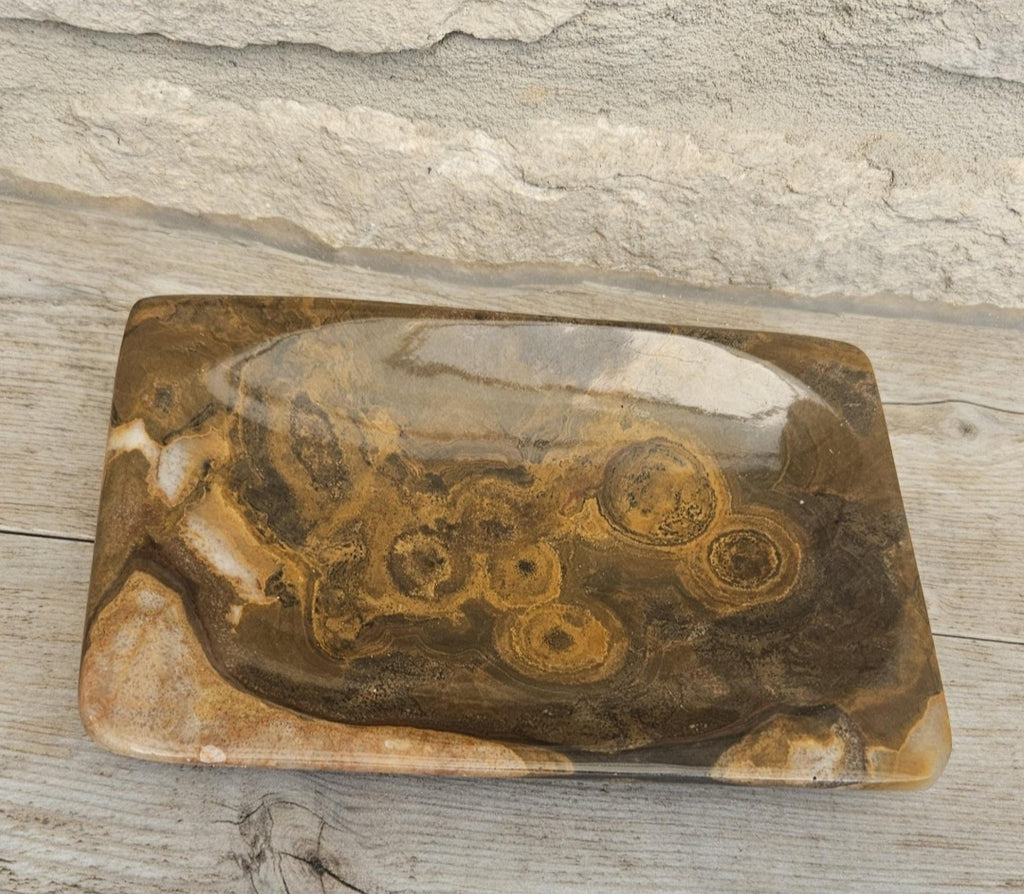 Polished Agate Trinket Dish McM Oblong Coffee Table Decor Catchall Tray 15cm X 10cm