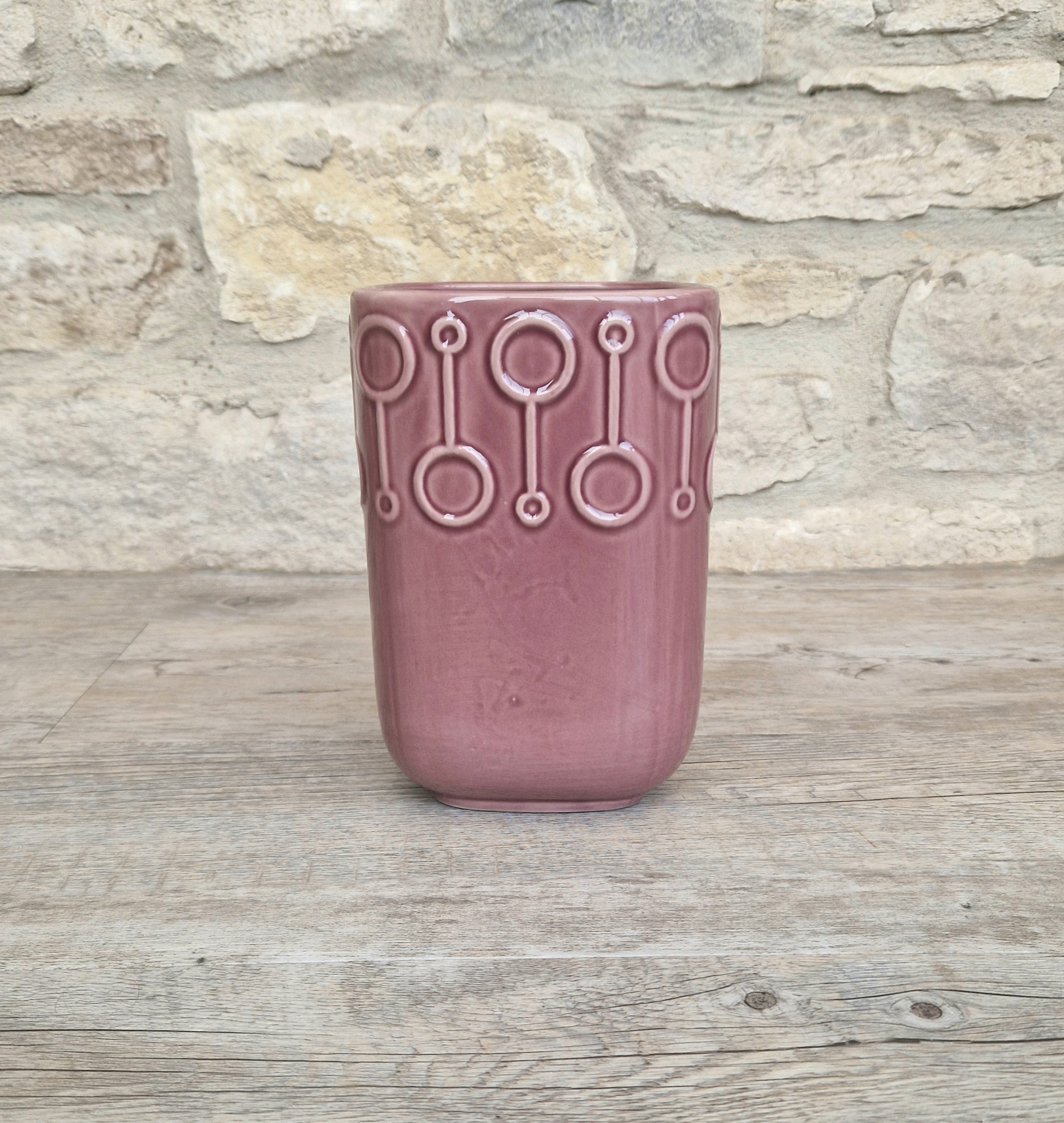 Vintage Pink Flower Vase IKEA Scandinavian Design, 7" Tall