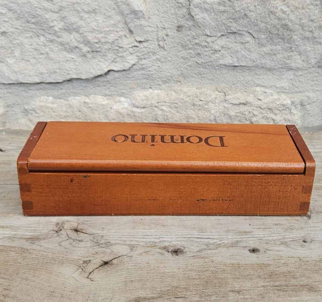 Vintage White Dominoes Set in Wooden Box Rustic Classic Game Gift