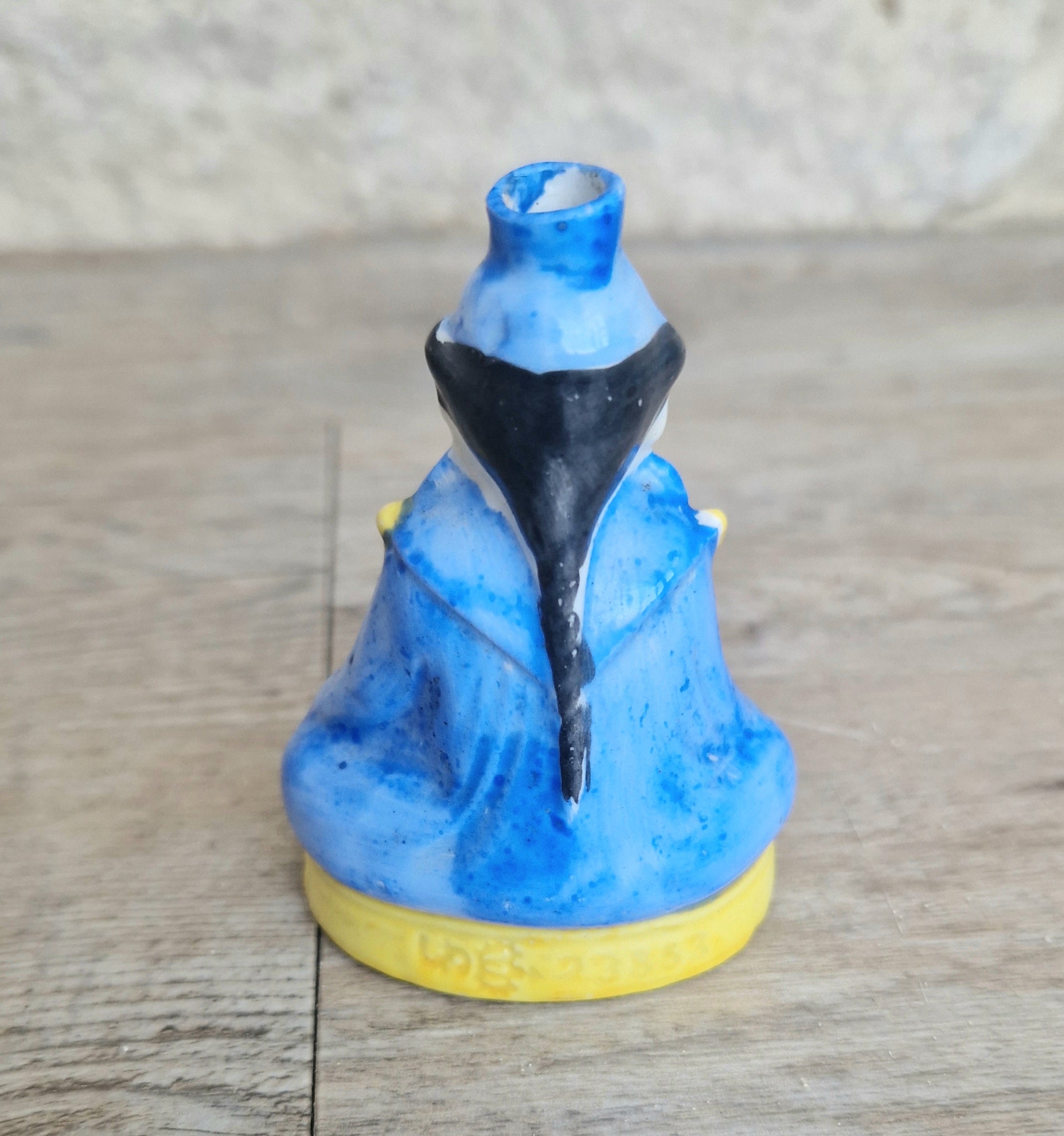 Antique Sitzendorf Ceramic Seated Figure Perfume Bottle - Missing Crown Top