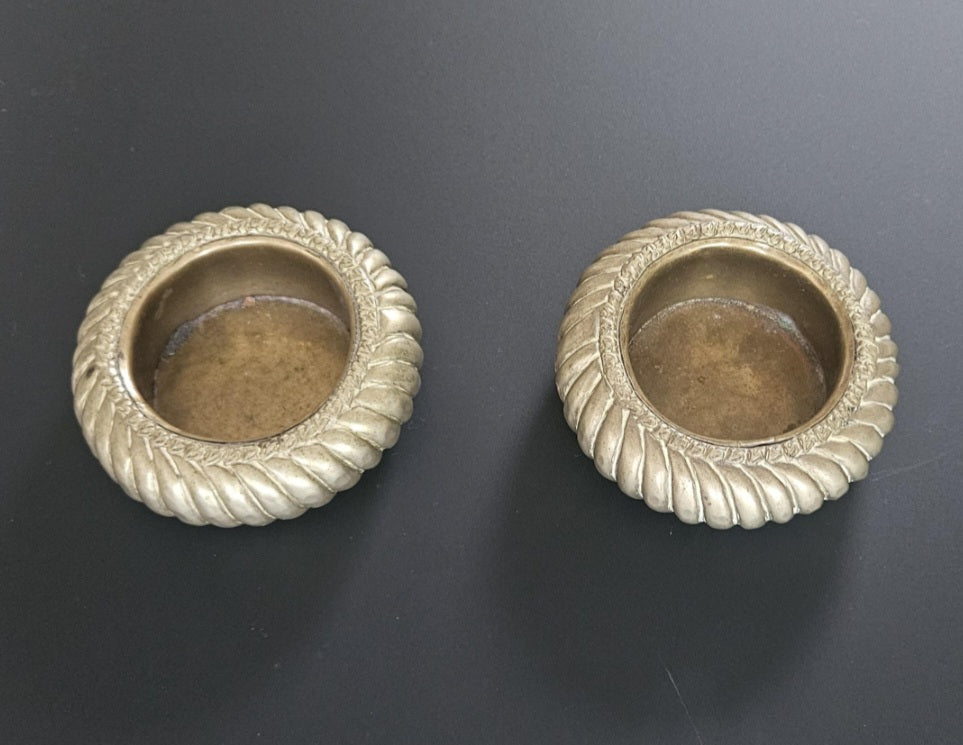 Vintage Pair Brass Tribal Bangle Bowls Vide Poche Small Mcm Brass Coffee Table Bowls