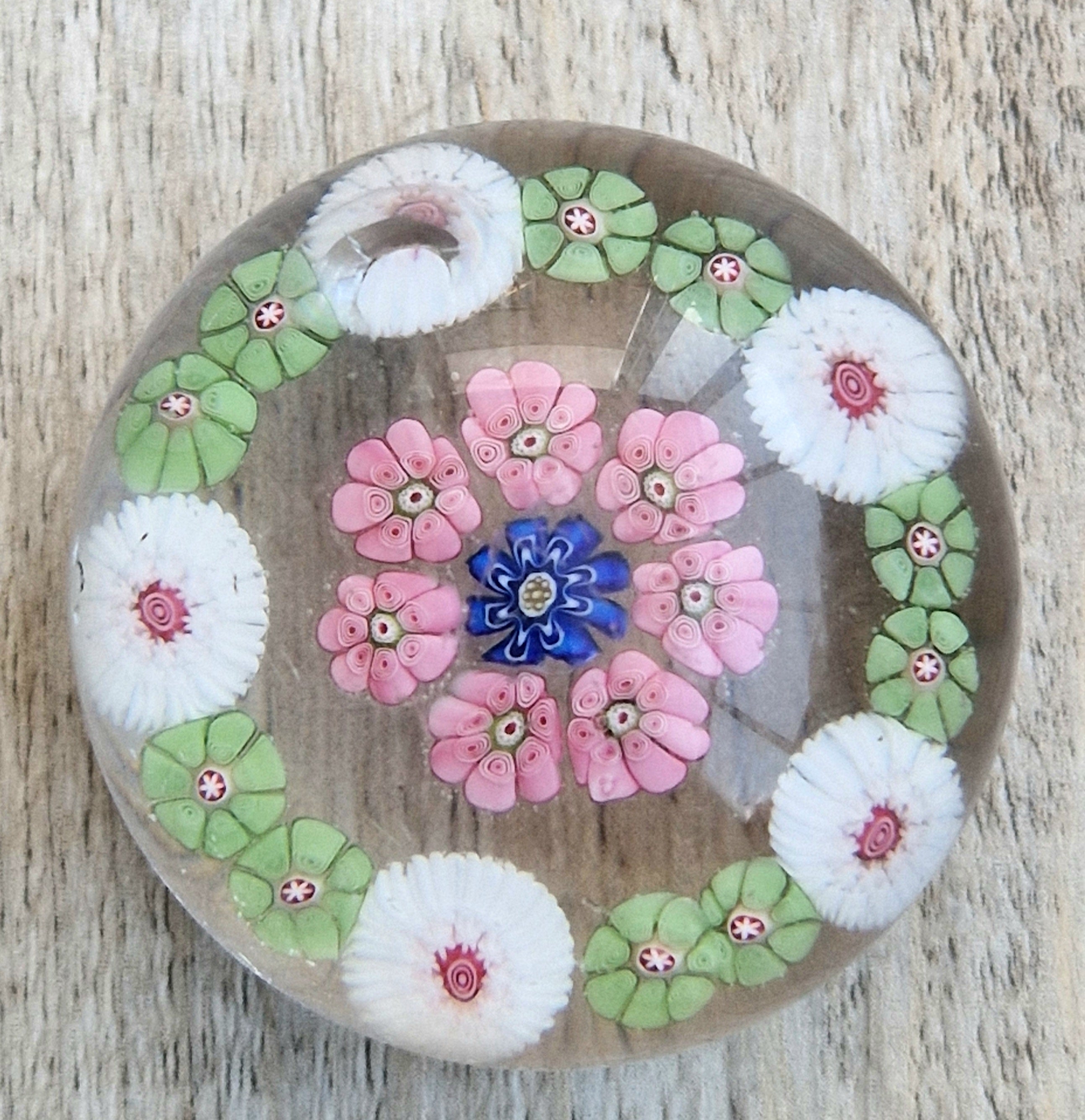 Antique Clichy Miniature Spaced Millefiori Glass Paperweight – c.1850 – 4.6cm Bruised