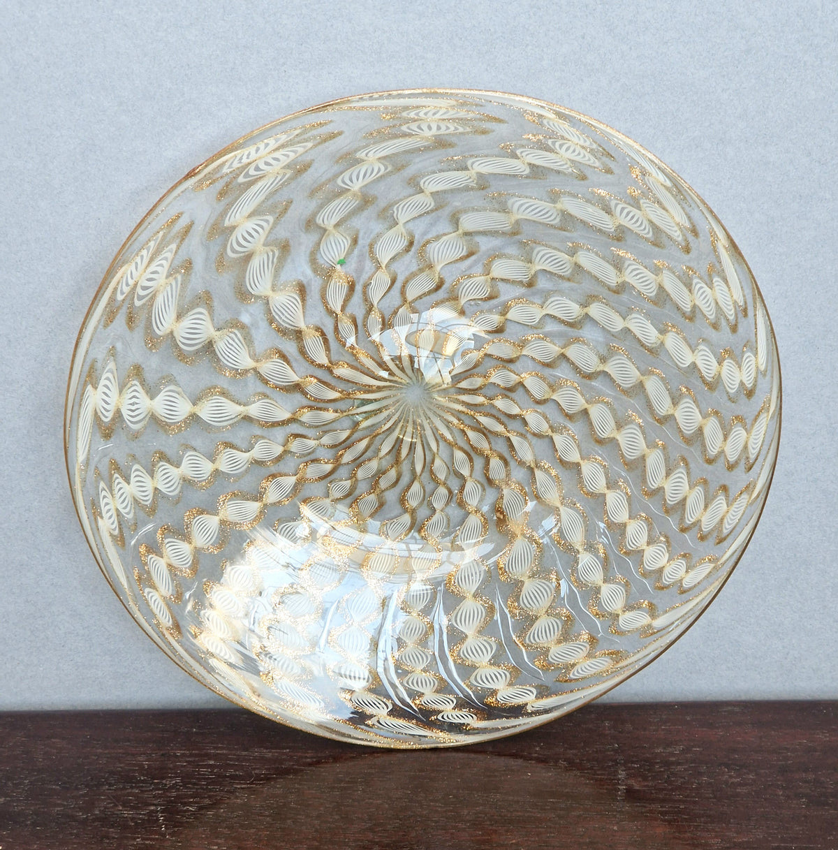 Antique Salviati Murano Glass Plate, Zanfirico, Aventurine, Venetian c.1870–1890, 18.2cm, Fine Handblown Collectable Piece