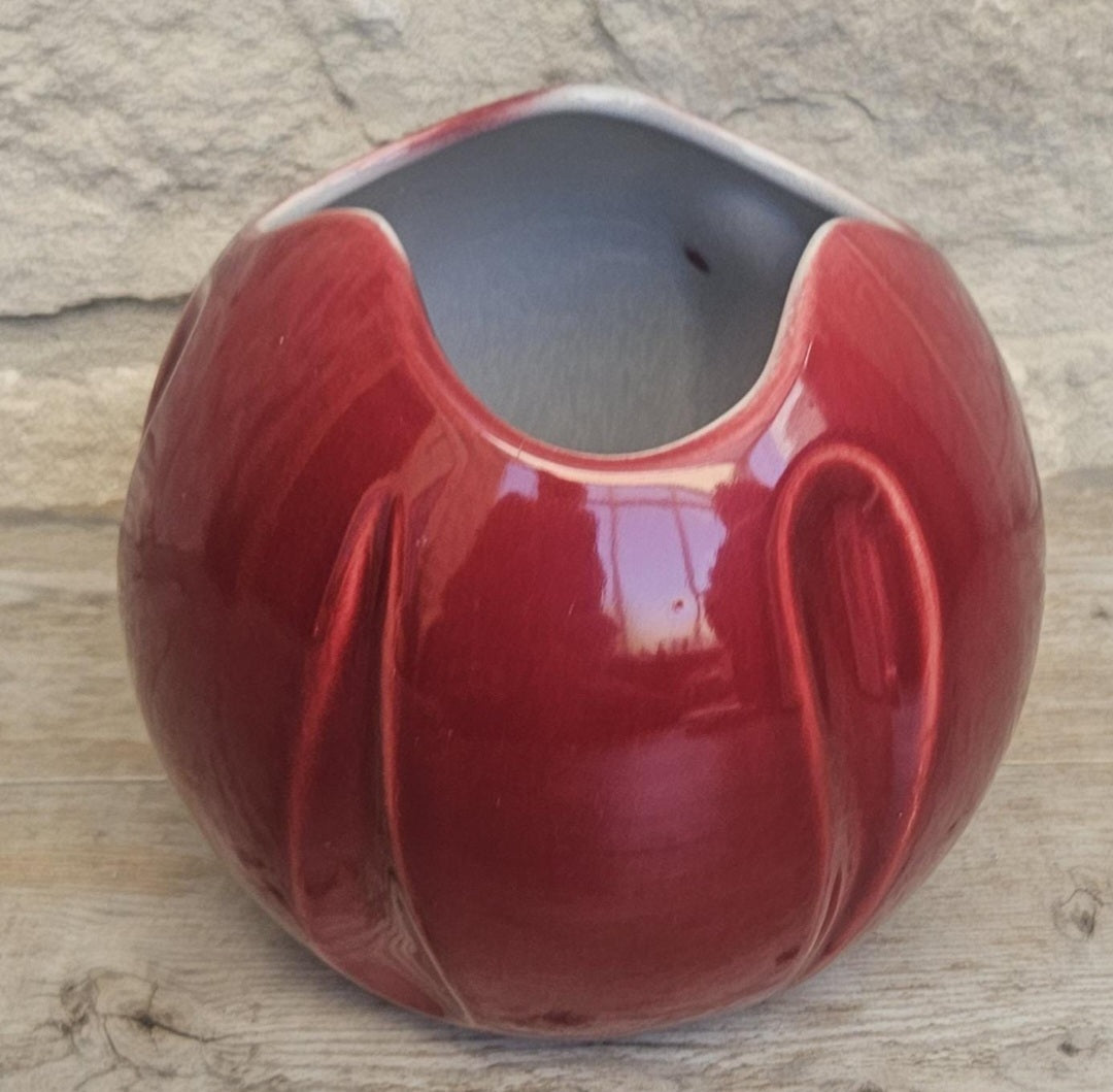 Vintage Art Deco Style Globe Vase Cerise Tulip Vase Made in England