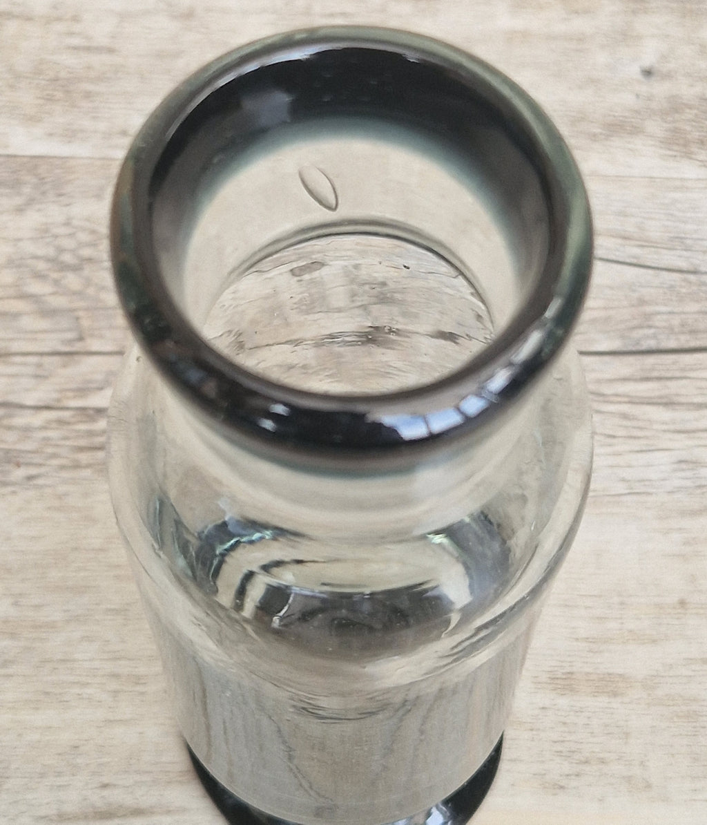 Rare Antique Regency Apothecary Jar c. 1800-1830 English Heavy Lead Crystal Specimen Glass with Fused Inky Blue-Black Rim & Foot