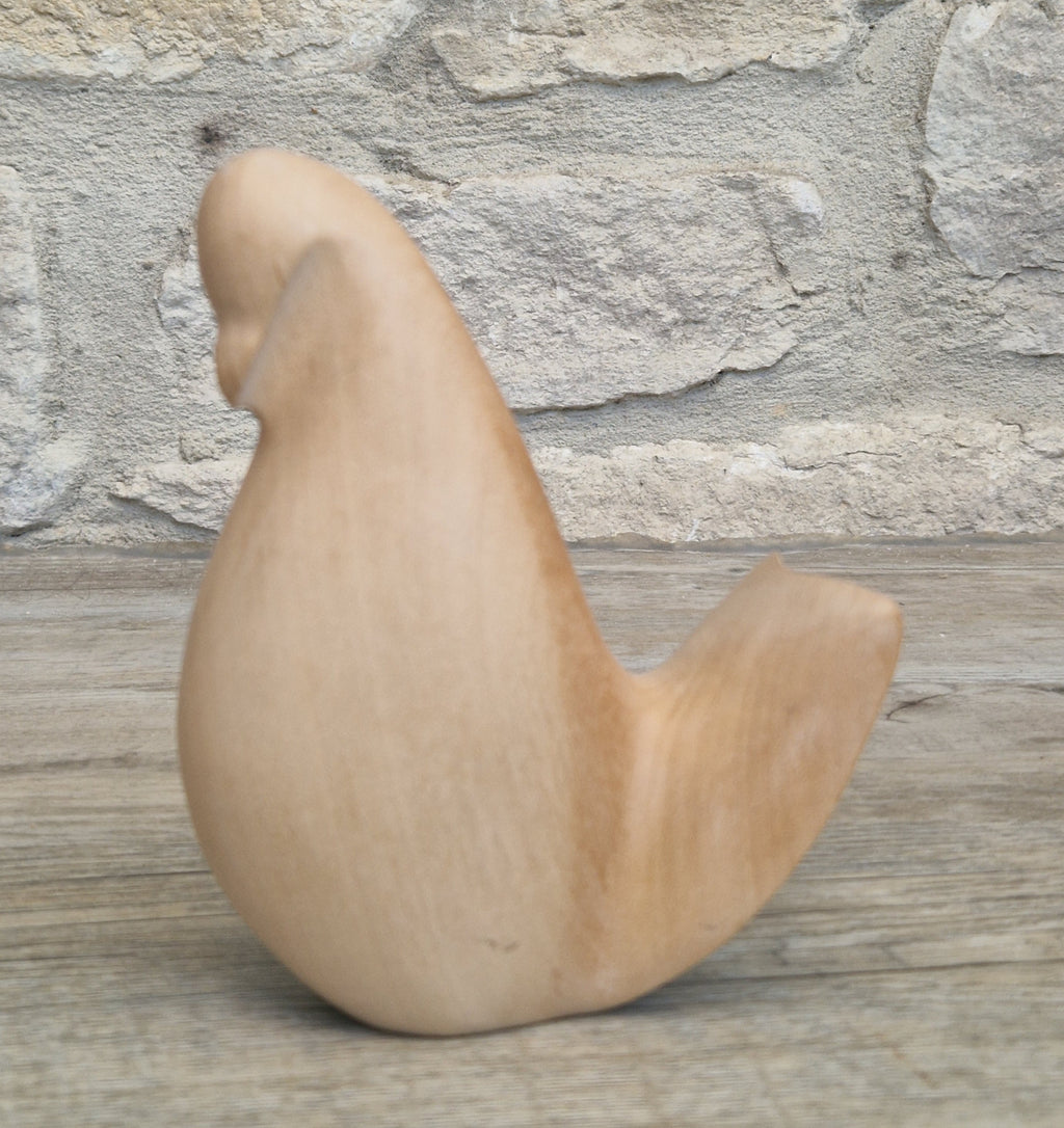 John Mainwaring Signed Rock Maple Wood Bird Sculpture Hand Carved Minimalist Stylized Dove Figurine Vintage