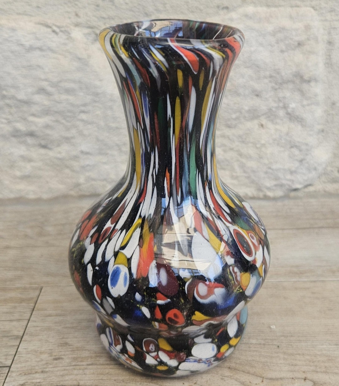 Vintage Italian Fratelli Toso Murano Vase 13cm Tall Multicoloured Hand Blown