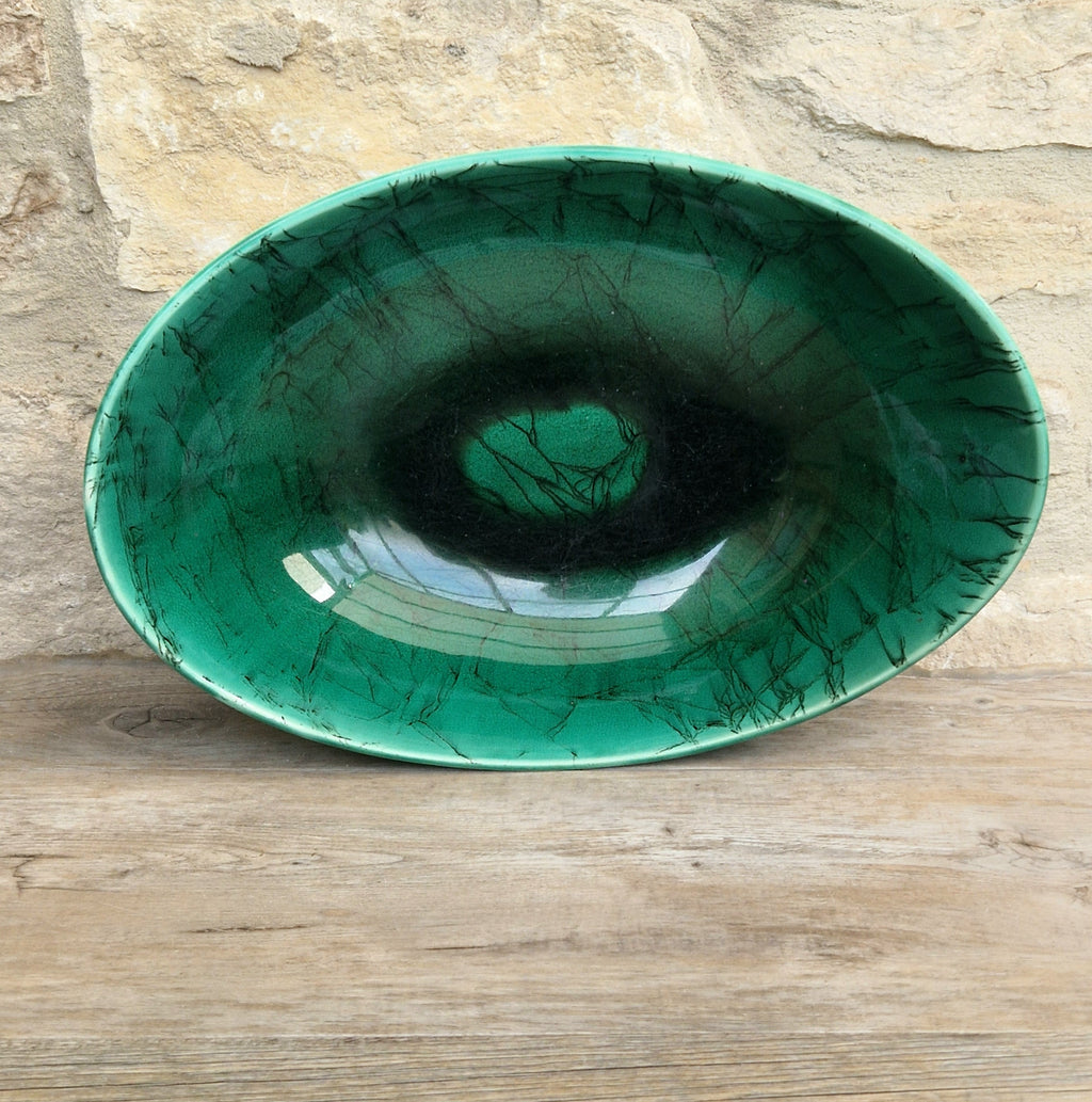 Very Rare Antique 1883 Wedgwood Malachite Glaze Large Centrepiece Fruitbowl 32cm x 22cm