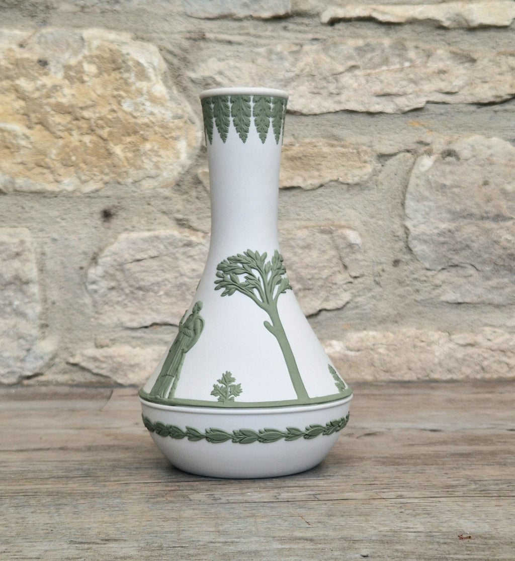 Vintage Wedgwood Jasperware Sage on White Parnassus Vase
