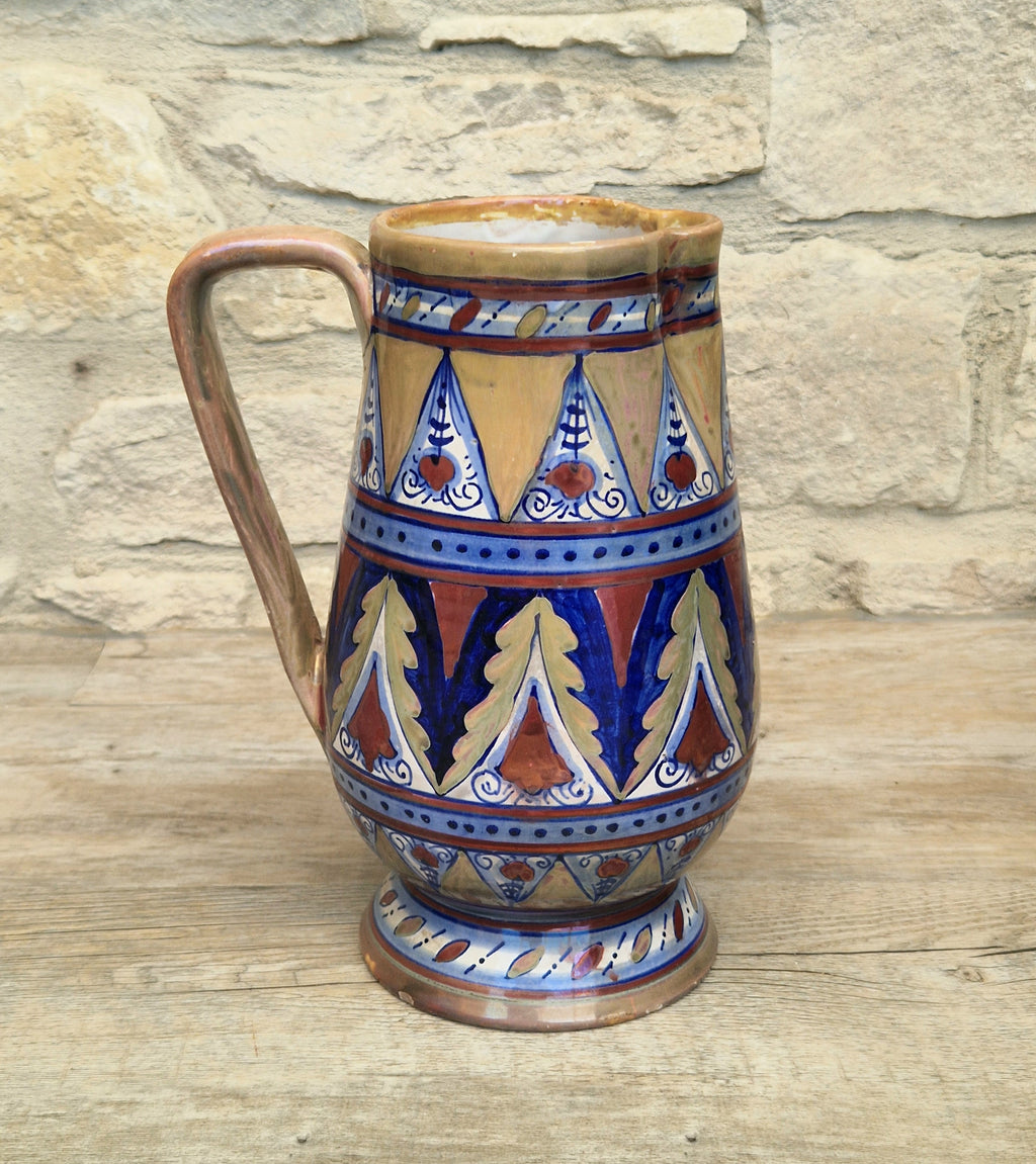 Art Deco Alberto Rubboli Italian Majolica Pitcher Jug Gualdo Tadino Italy Antique 1920