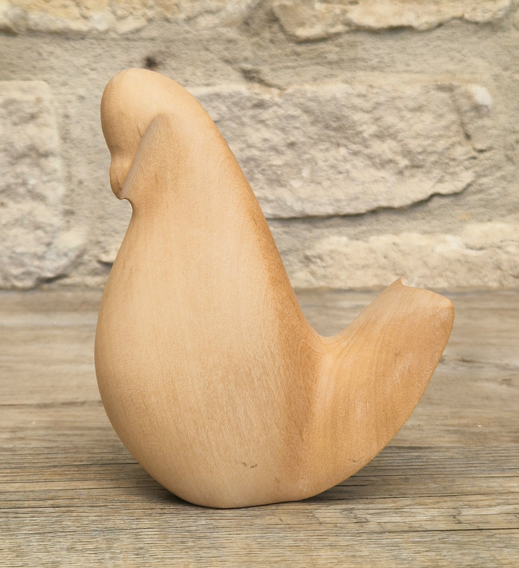 John Mainwaring Signed Rock Maple Wood Bird Sculpture Hand Carved Minimalist Stylized Dove Figurine Vintage