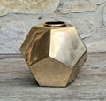 Antique Geometric Brass Dodecahedron Vase Secessionist Jugendstil Planter With Copper Removable Insert Liner