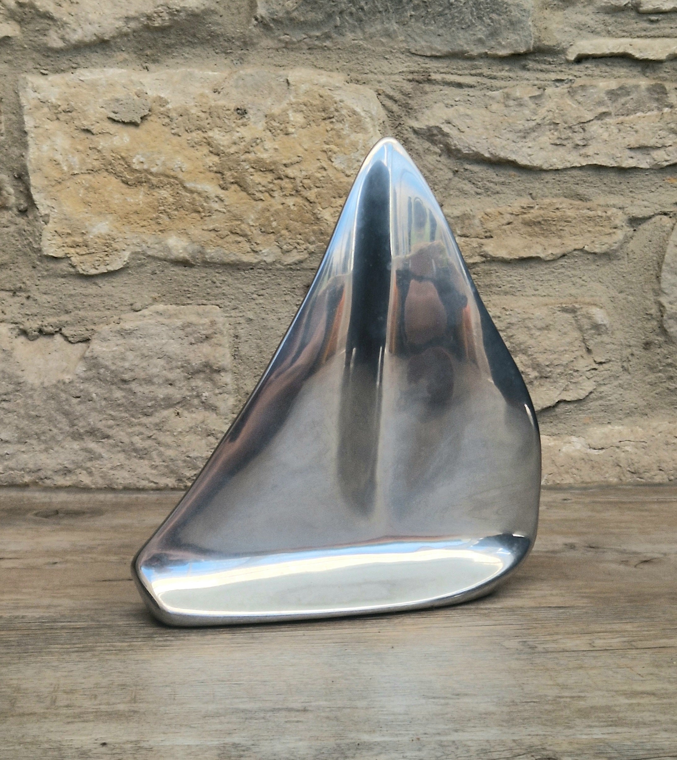 Vintage Hoselton Sailboat Stylised Aluminium Sculpture Signed Minimalist Nautical Decor