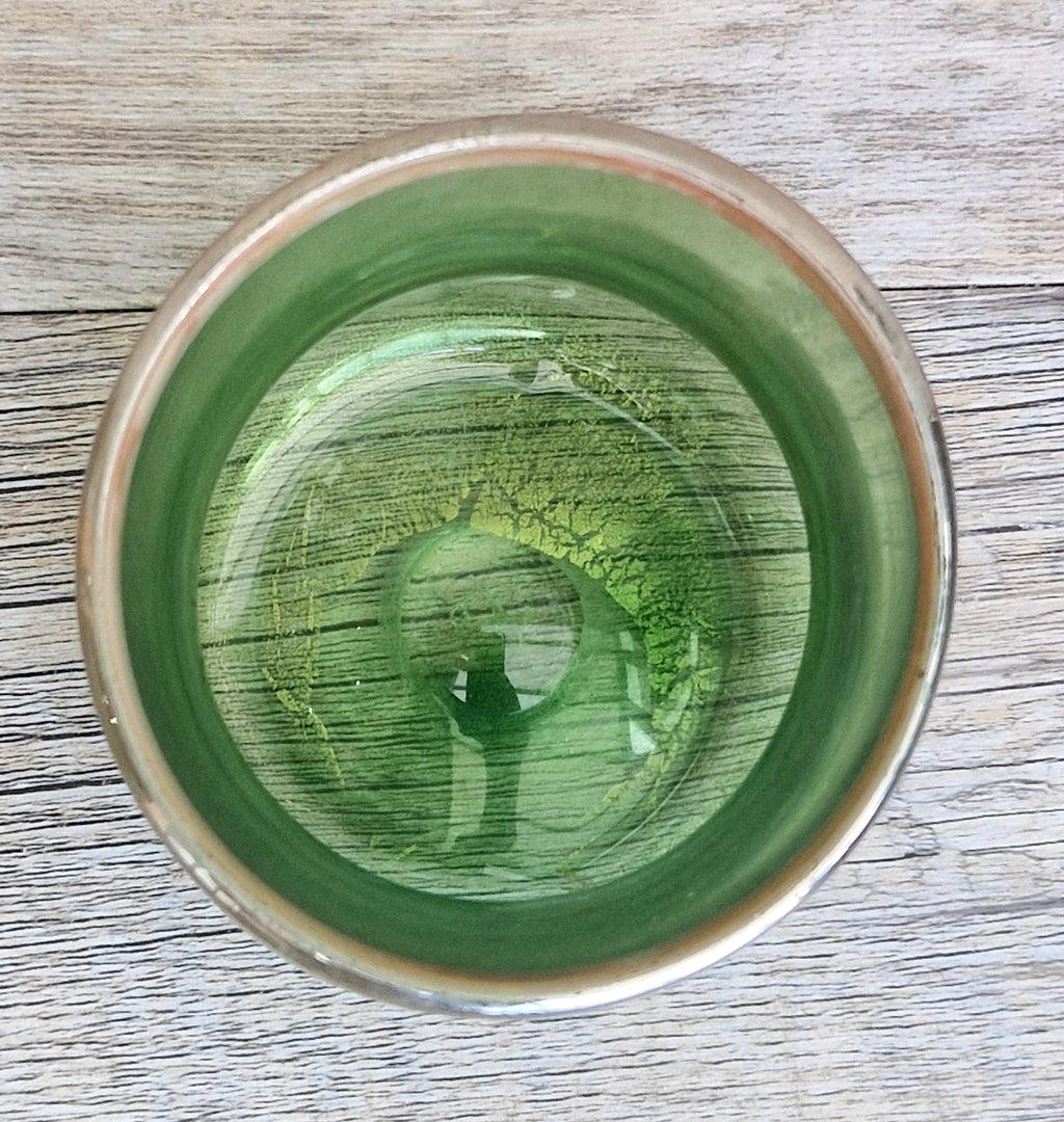 Antique Probable Salviati Dott. Murano Glass Small Beaker Green Gold Leaf, Venetian c.1875–1890, Handblown 13.5cm Rare