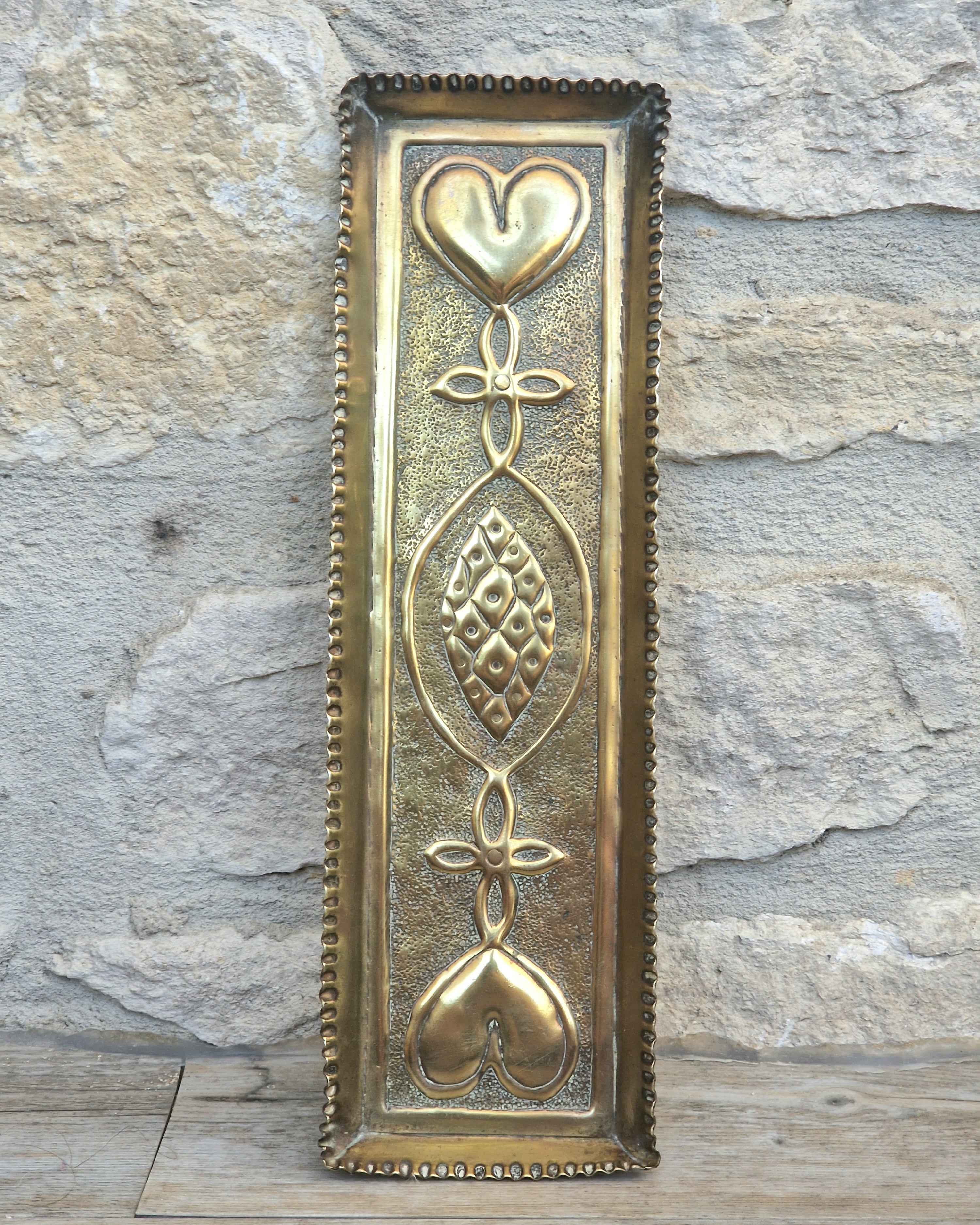 Antique Glasgow School Brass Pen Tray Margaret Gilmour Style Arts & Crafts Art Nouveau Tray