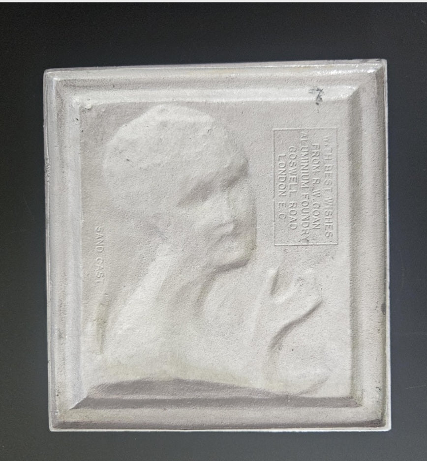 Art Nouveau Lady Aluminium Lidded Box Made in London England Stamped (1905-1924) 13.5cm Square X 6.5cm Tall Arts and Crafts Box
