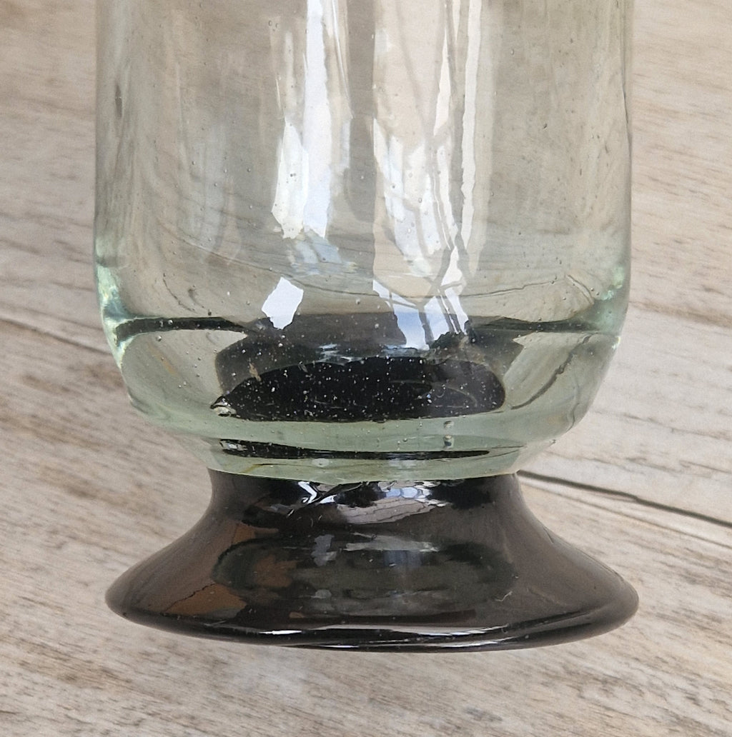 Rare Antique Regency Apothecary Jar c. 1800-1830 English Heavy Lead Crystal Specimen Glass with Fused Inky Blue-Black Rim & Foot