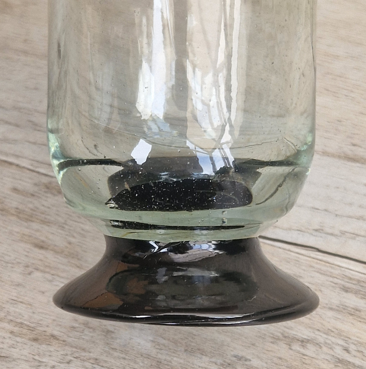 Rare Antique Regency Apothecary Jar c. 1800-1830 English Heavy Lead Crystal Specimen Glass with Fused Inky Blue-Black Rim & Foot